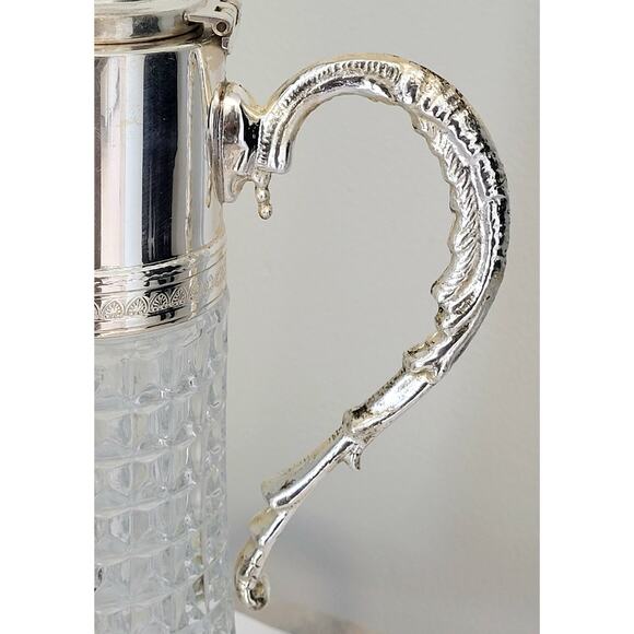 Claret Decanter Silver Top Retro MCM Italy Glass Pitcher Vintage - Picture 5 of 12